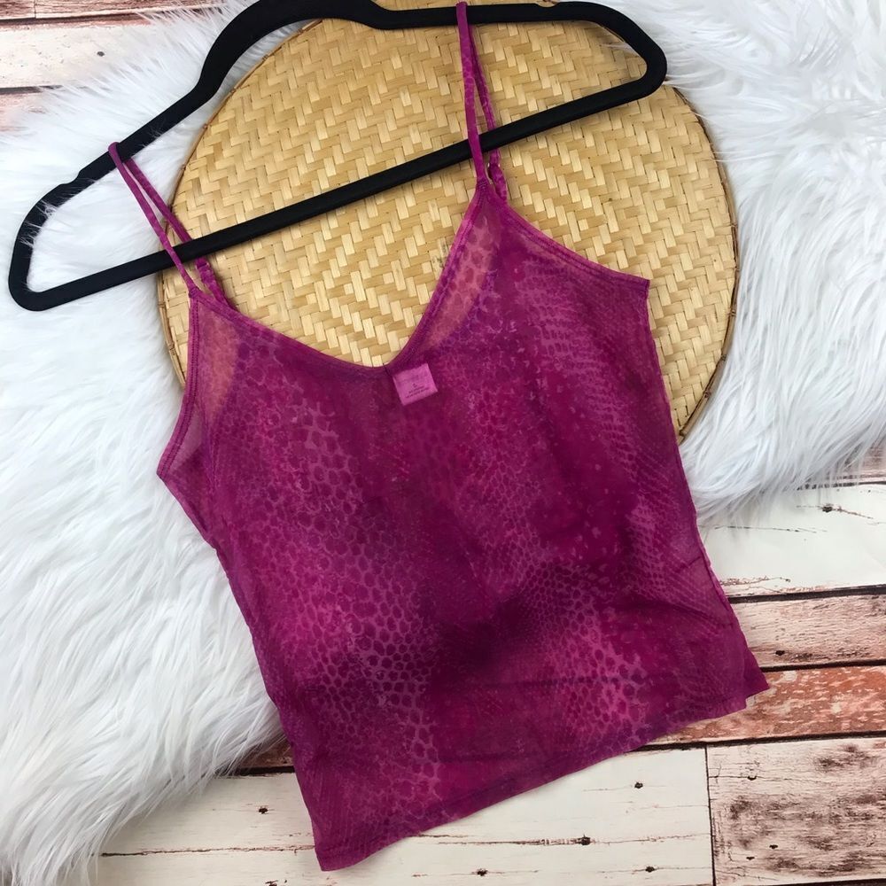 Y2K pink‎ tank sheer snakeskin